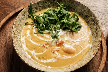 Тыквенный суп с креветками