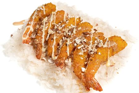 Тигровые креветки с соусом соленая карамель