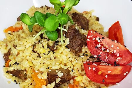 Пп - плов из телятины с булгуром и томатами черри