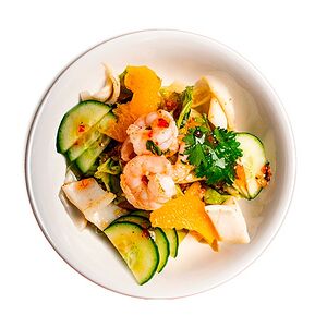 Салат креветка с апельсином 