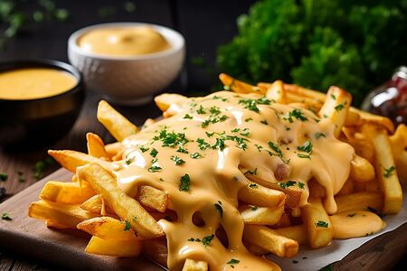 Картофель фри с сыром чеддер