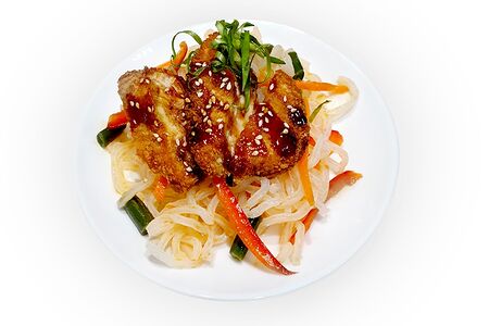 Харусаме с курицей и кисло-сладким соусом