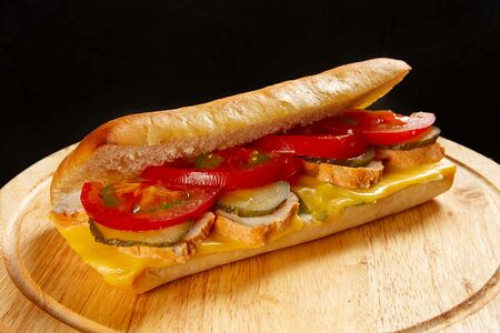 Чиабатта с курицей и картофель фри