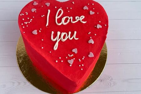 Бенто-торт на 14 февраля в форме сердца I love you №55