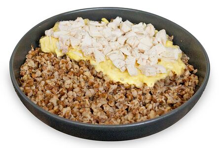 Каша с курочкой в сырном соусе