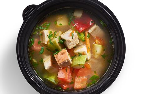 Супчик с подкопченными овощами и курочкой