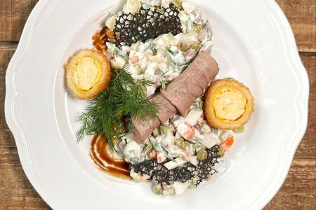 Оливье с телячьим языком