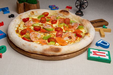 Креветки и лосось с цукини