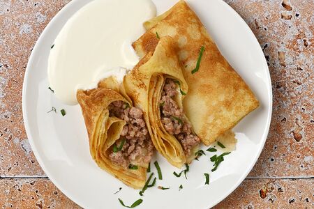 Блинчики с куриным фаршем