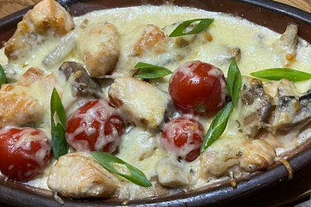 Сёмга под сыром с грибами