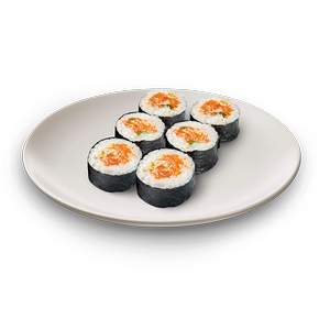 Ролл с лососем и острым соусом