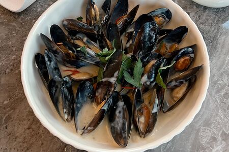 Чилийские мидии в голубом сыре