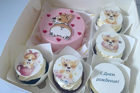 Бенто-торт и капкейки корги