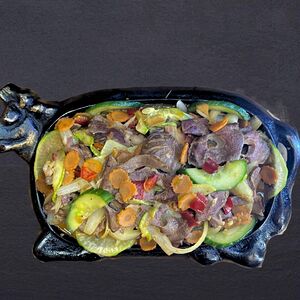 Тушеные печень и сердце с овощами по-вьетнамски Тим Ган Сао