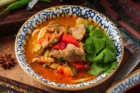 Лагман из телятины с домашней лапшой