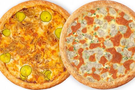 2 пиццы Чизбургер и Сочная курочка