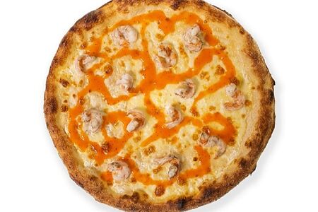 Пицца с креветками и соусом ананас-чили