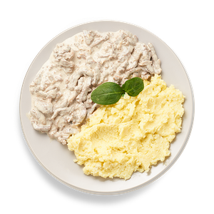Бефстроганов с картофельным пюре