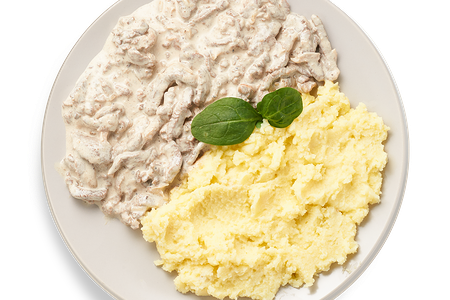 Бефстроганов с картофельным пюре