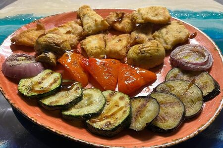 Калкан с овощами гриль