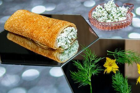 Блин с творогом и зеленью