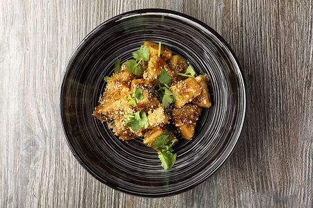 Теплые баклажаны в кисло-сладком соусе