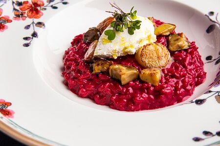 Ризотто с морским гребешком и белыми грибами