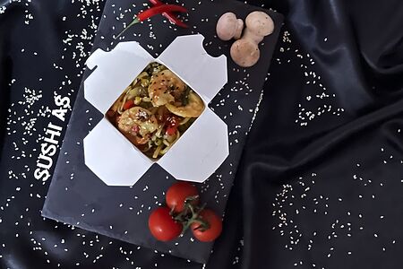 Удон с креветками