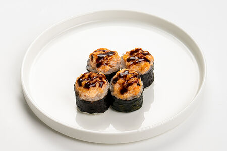 Половинка запеченного ролла Сырная креветка