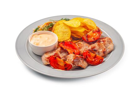 Шашлык из свиной вырезки с томатами