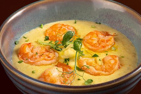 Суп-пюре картофельный с креветками
