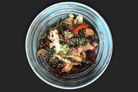 Вок с курицей в соусе черный перец