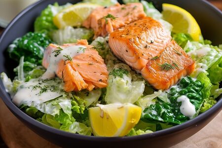 Праздничный Цезарь с лососем