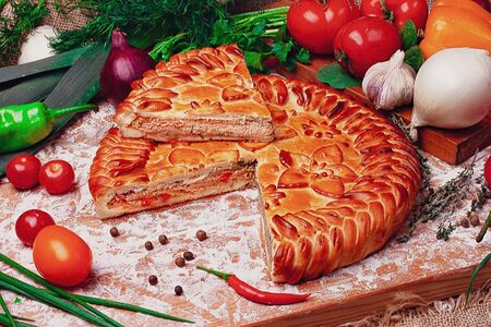 Пирог Лазанский говядина, помидоры