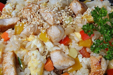 Тяхан с курицей