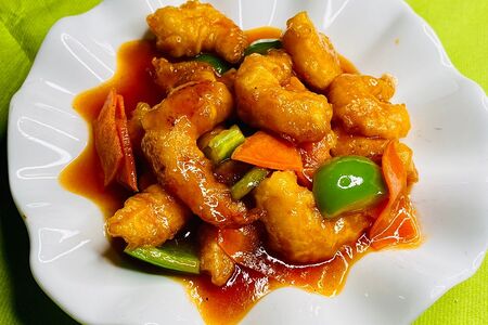 Креветки в кисло-сладком соусе