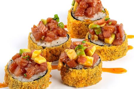 Тунец с крабом темпура