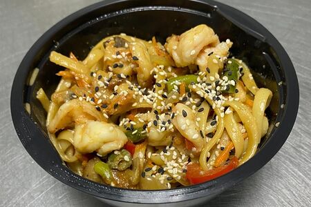 С креветками в сливочном соусе