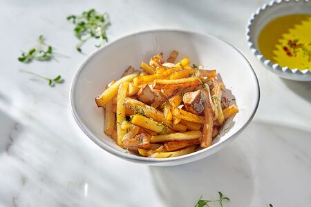 Картофель с луком и белыми грибами