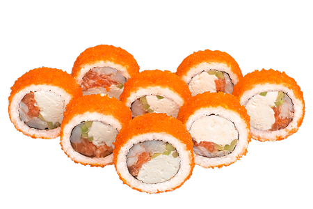 Ролл с тигровой креветкой и лососем