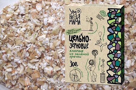 Хлопья из зеленой гречки цельнозерновые