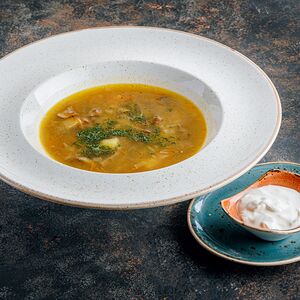 Суп на грибном бульоне с вешенками