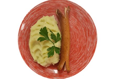 Картофельное пюре с куриной сосиской