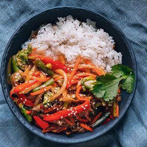 Овощи терияки с рисом