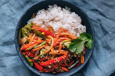 Овощи терияки с рисом