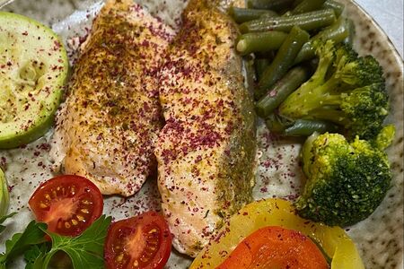 Сёмга на пару с овощами