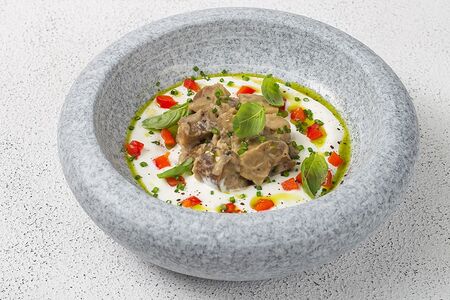 Томленый баклажан в двух текстурах