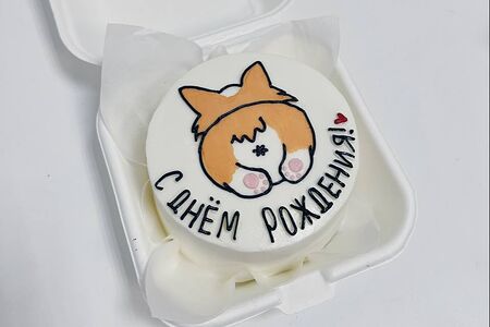 Бенто-торт с корги №15 Ваниль-клубника