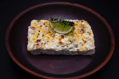 Кассероль с лососем и шпинатом