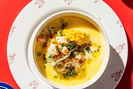 Сливочный суп с креветками и шафраном